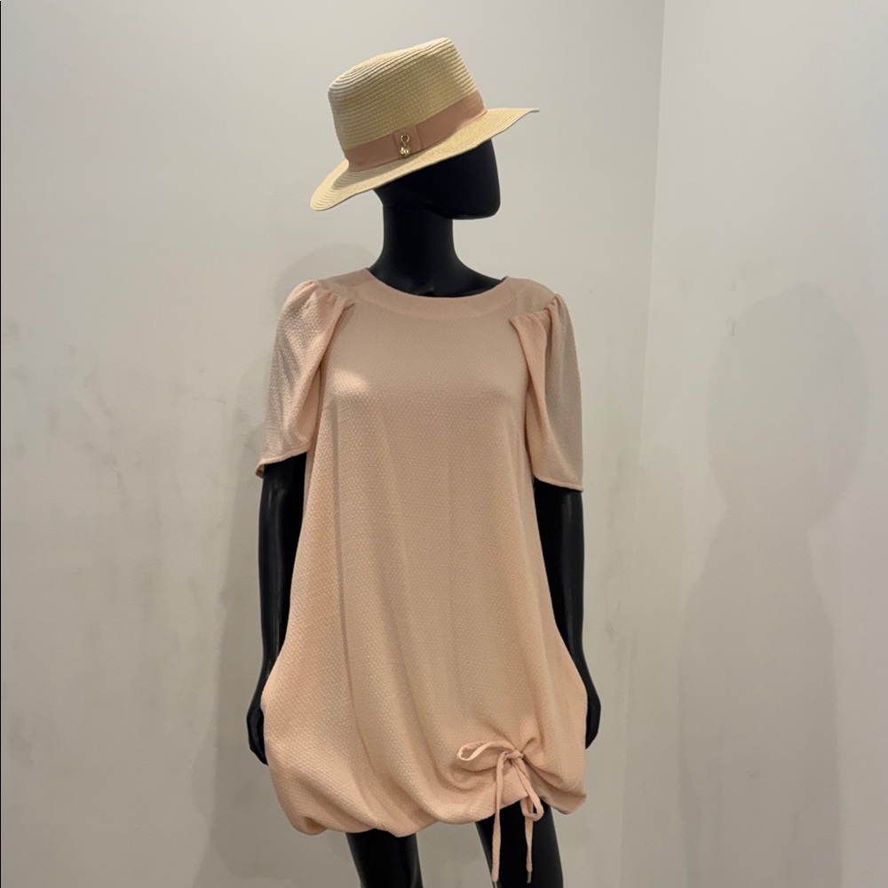 Chloé Balloon Hem Dress Size 36 Blush Pink Textured Side Pockets Parisian Chic